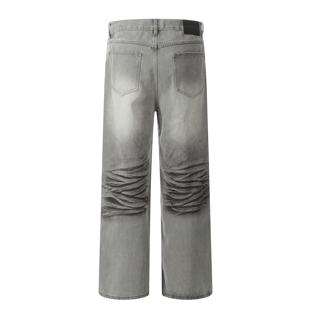 Punk Waste Dirty Denim Straight Leg Jeans PinkLimes Trending Streetwear