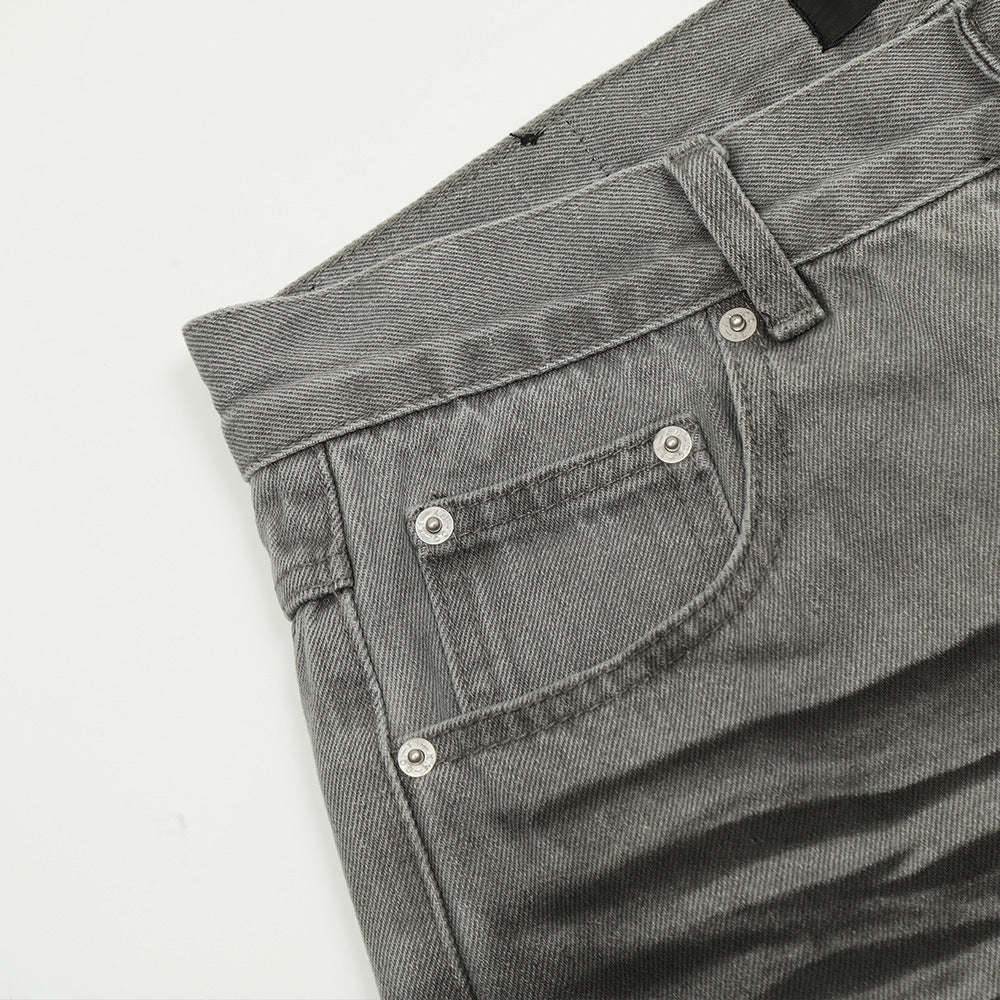 Punk Waste Dirty Denim Straight Leg Jeans PinkLimes Trending Streetwear