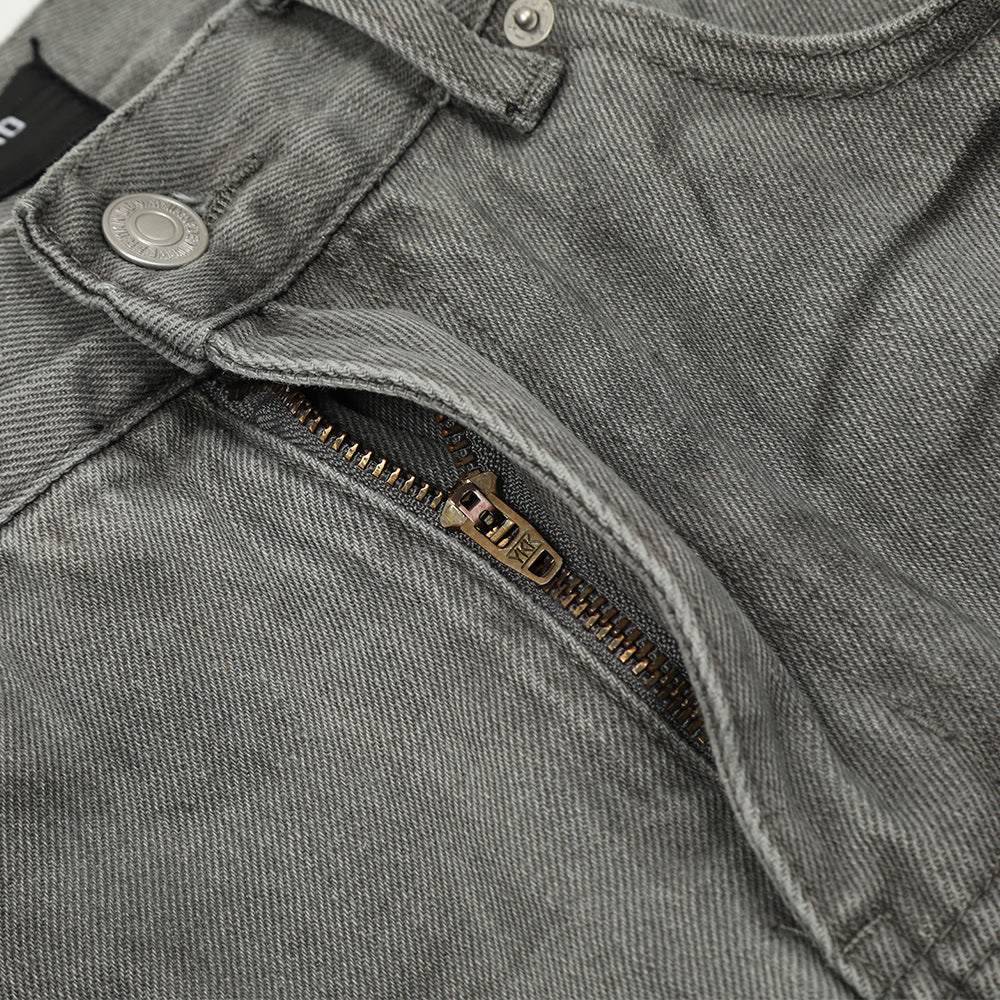 Punk Waste Dirty Denim Straight Leg Jeans PinkLimes Trending Streetwear