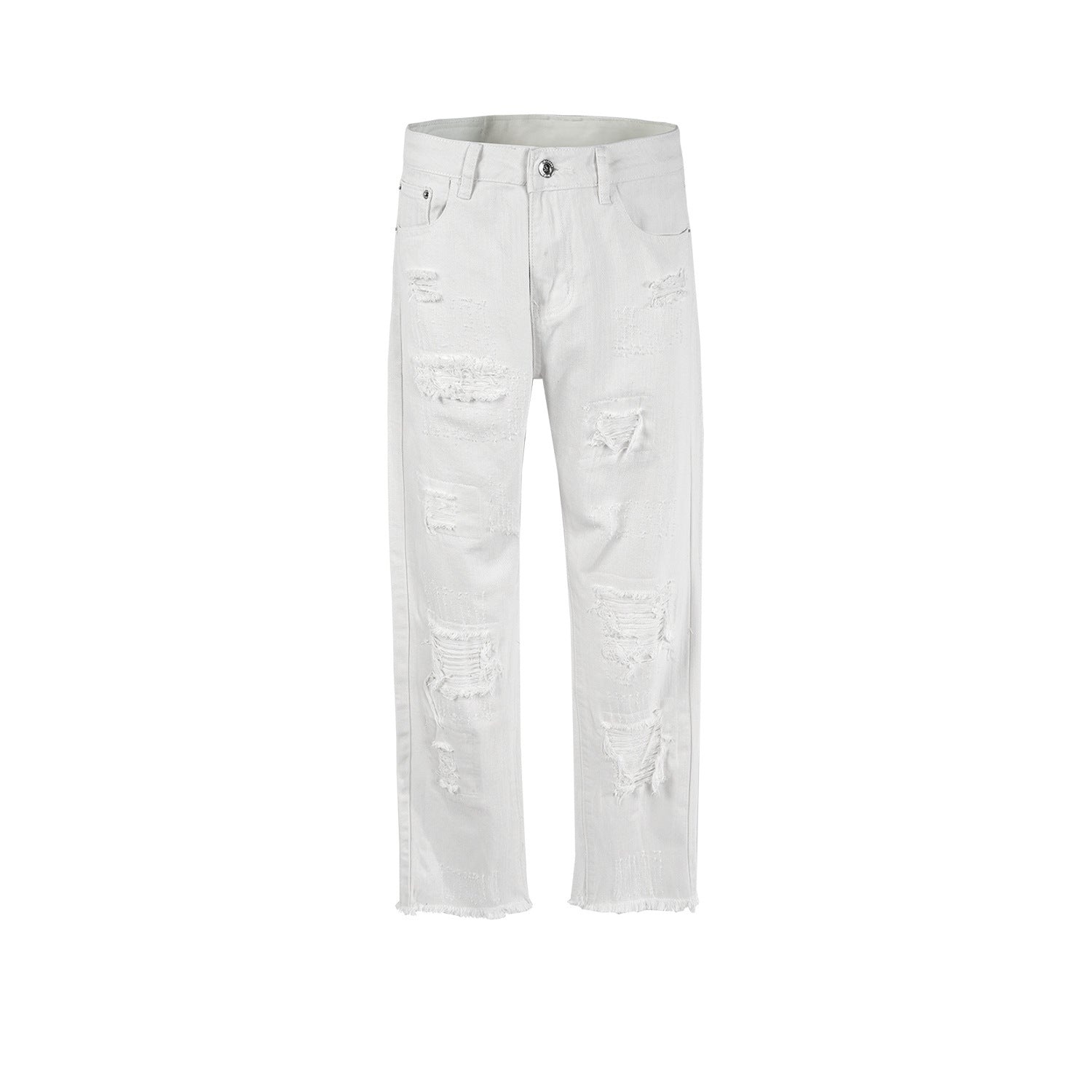 Ripped Straight Leg Jeans White PinkLimes Trending Streetwear