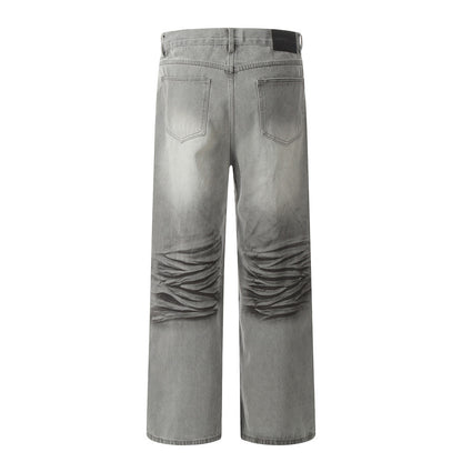 Punk Waste Dirty Denim Straight Leg Jeans PinkLimes Trending Streetwear