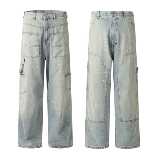 Distressed Reverse Paint Splash Jeans PinkLimes Trending Streetwear