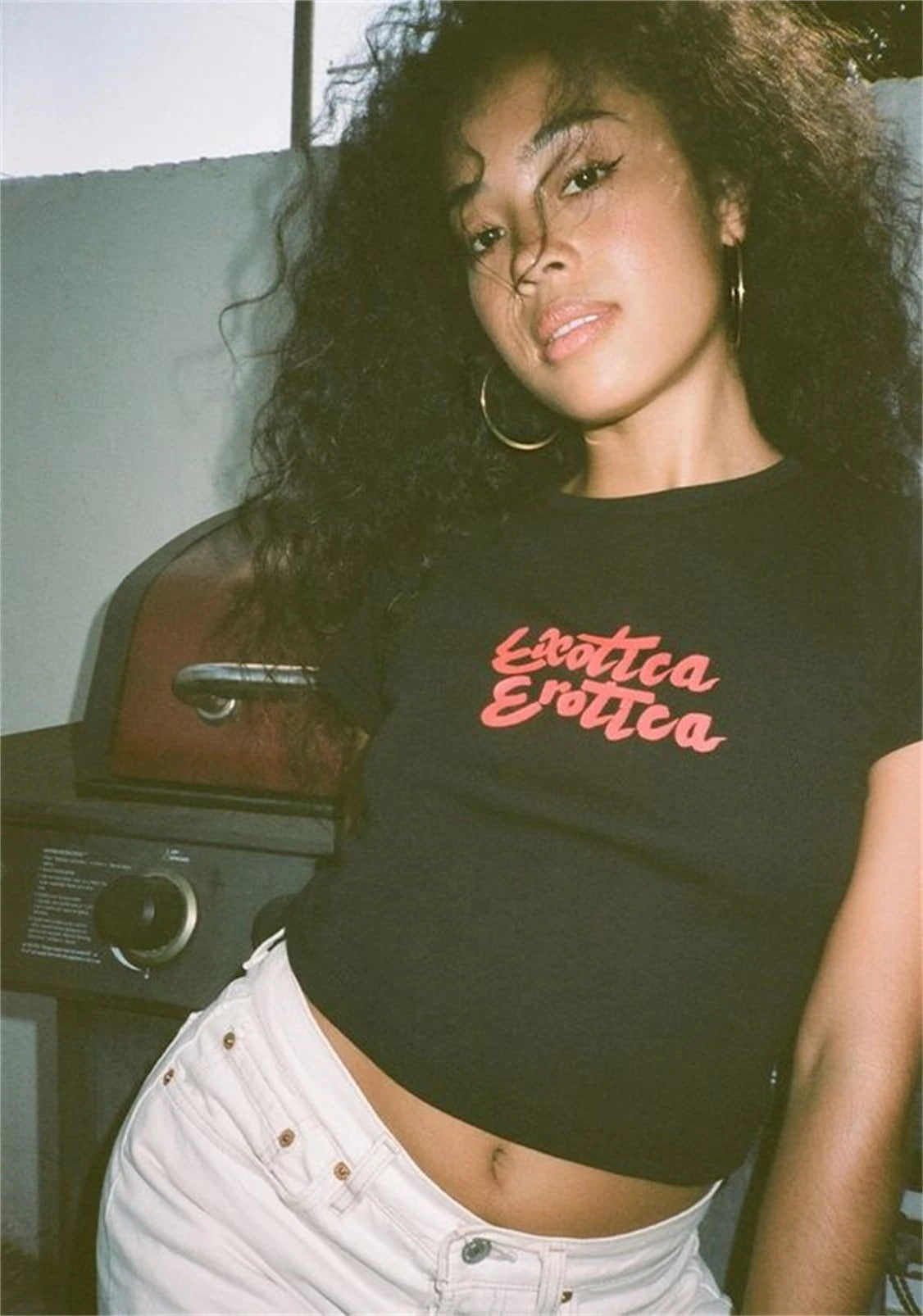 Exotica Black Crop Tee