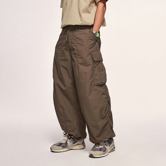 Fine Pattern Wide Leg Cargo Pants