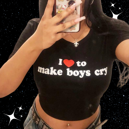 I Love To Make Boys Cry Crop Tee