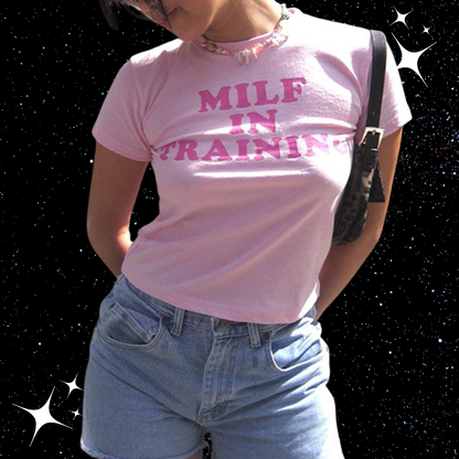 MILF In Training Pink Crop Tee