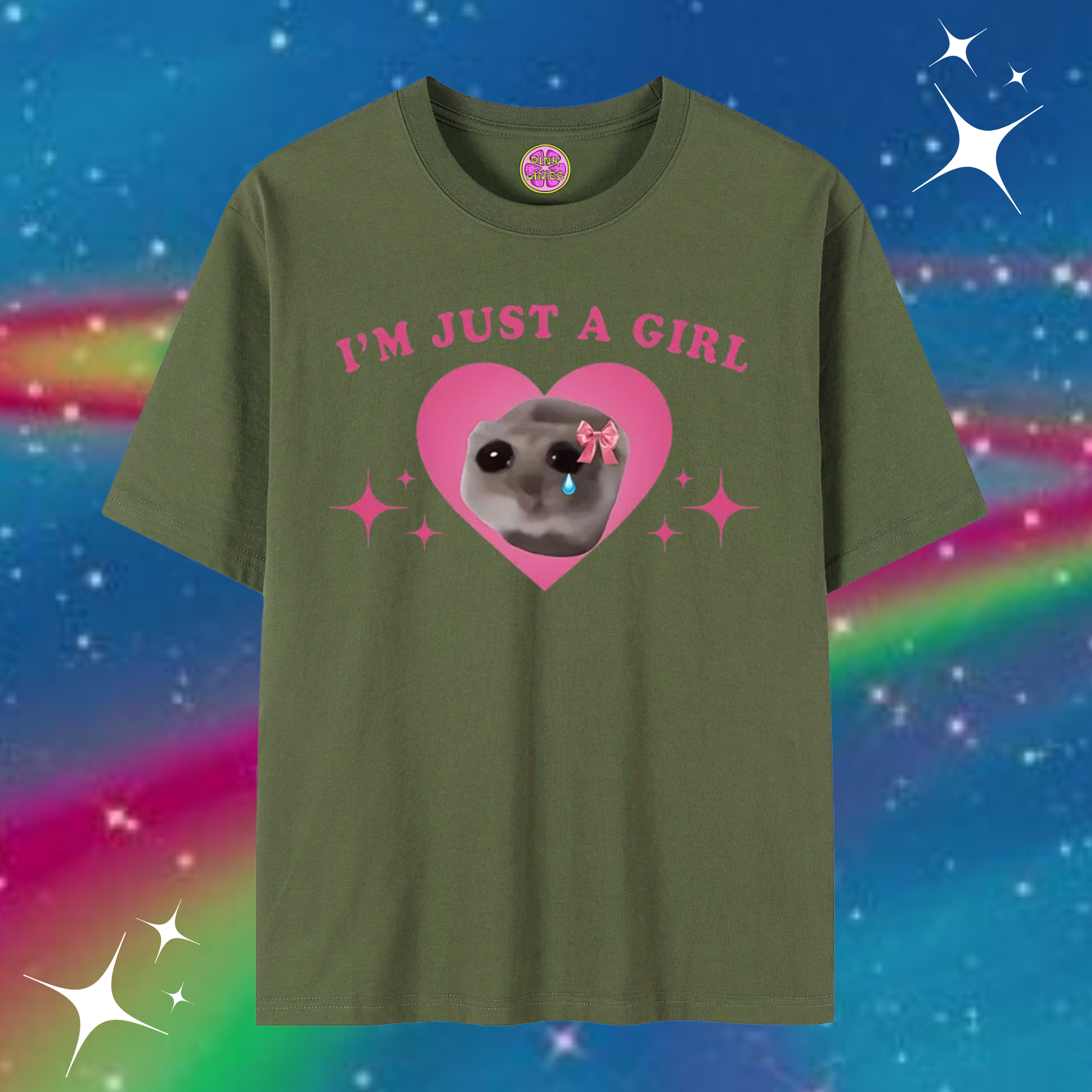 I'm Just A Girl Baggy Tee Army Green