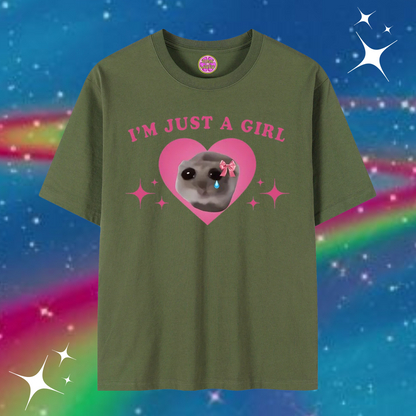 I'm Just A Girl Baggy Tee Army Green