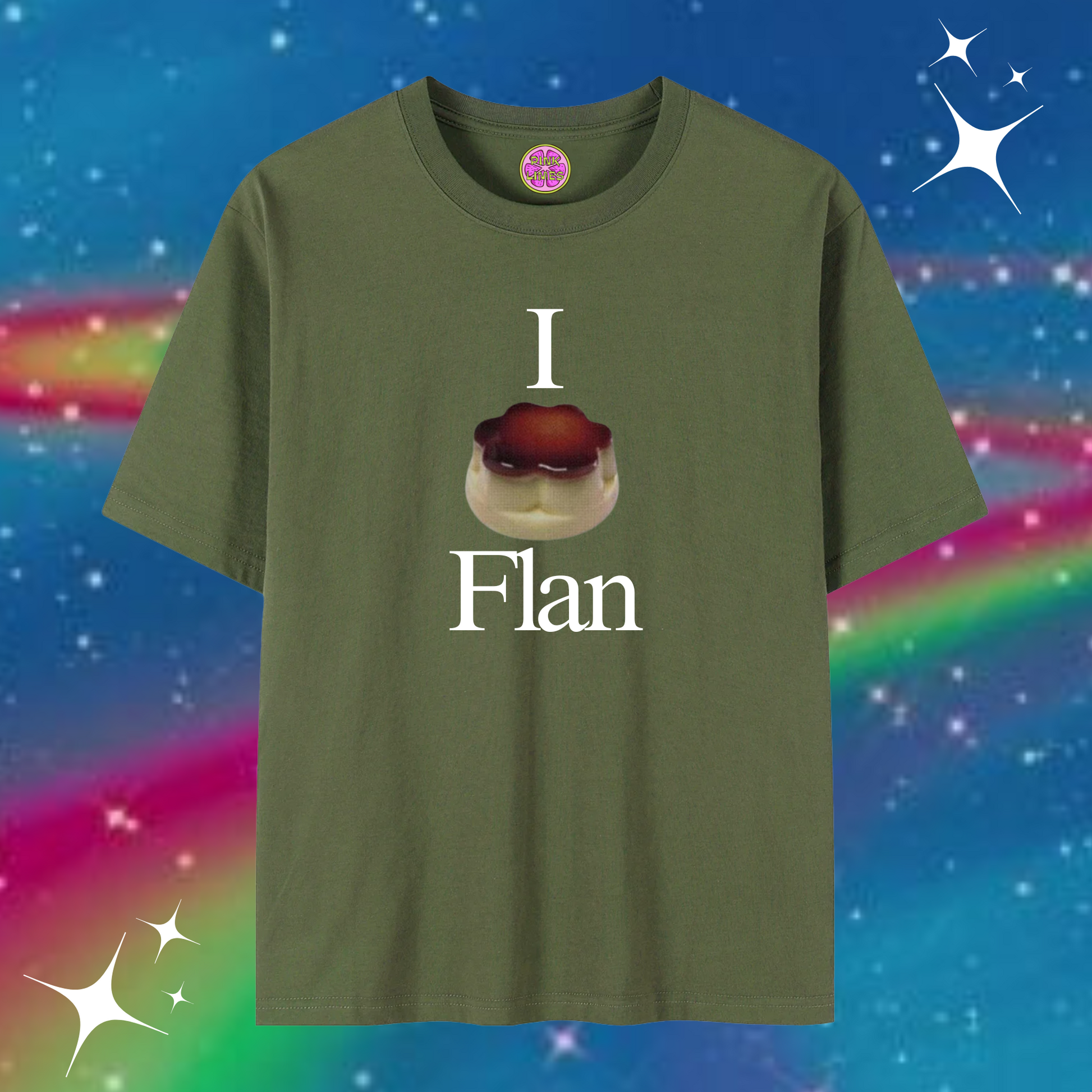 I Love Flan Baggy Tee Army Green