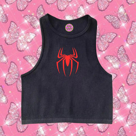 Red Spider Tank Top Black