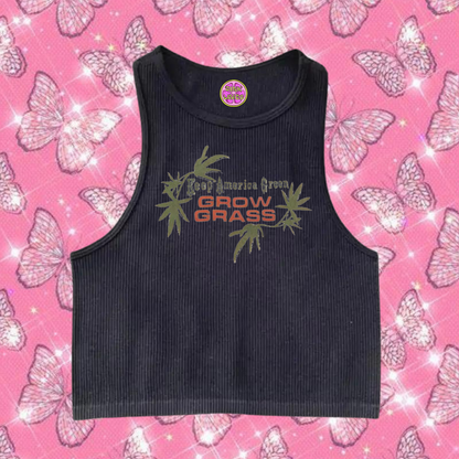 Grow Grass Crop Tank Top Black