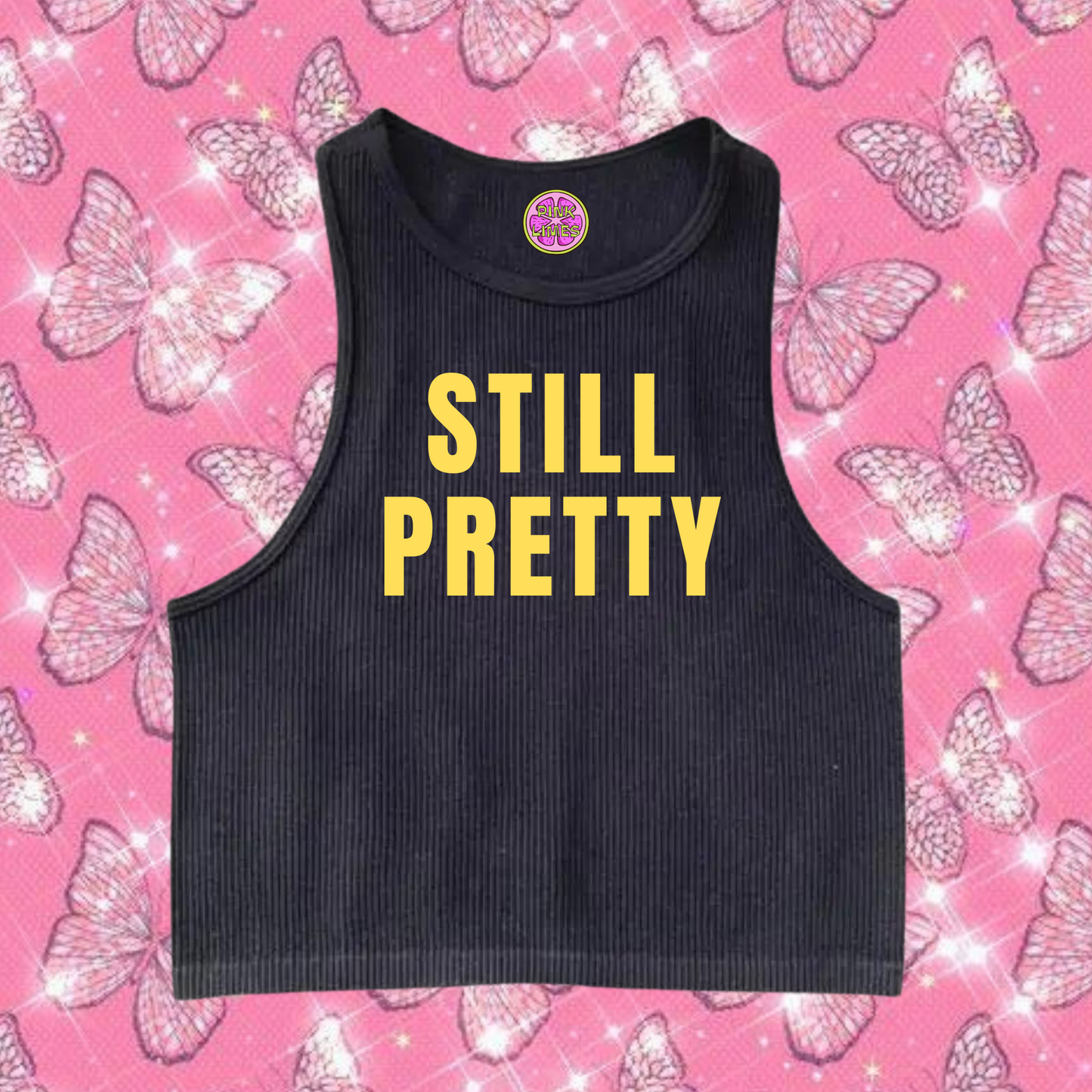 Still Pretty Crop Tank Top Black