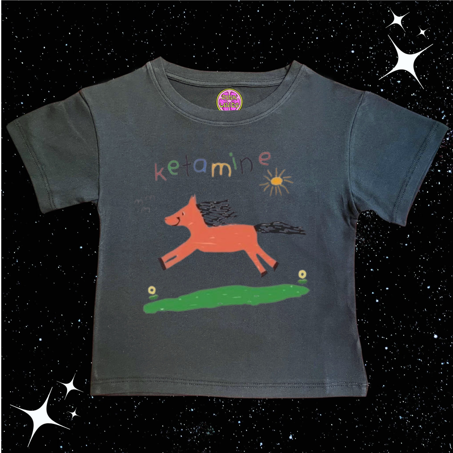 K*tamine Kids Drawing Crop Tee Black