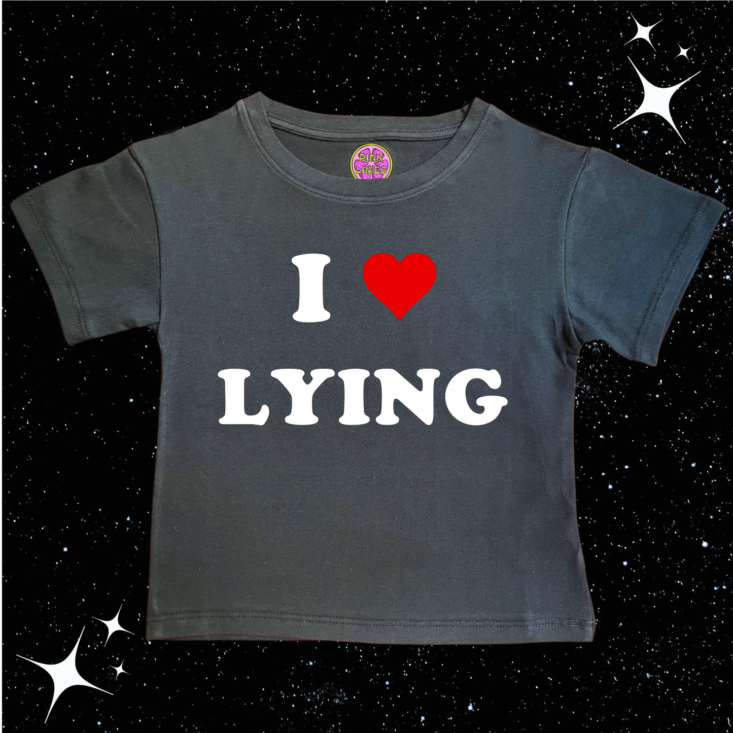 I Love Lying Crop Tee Black