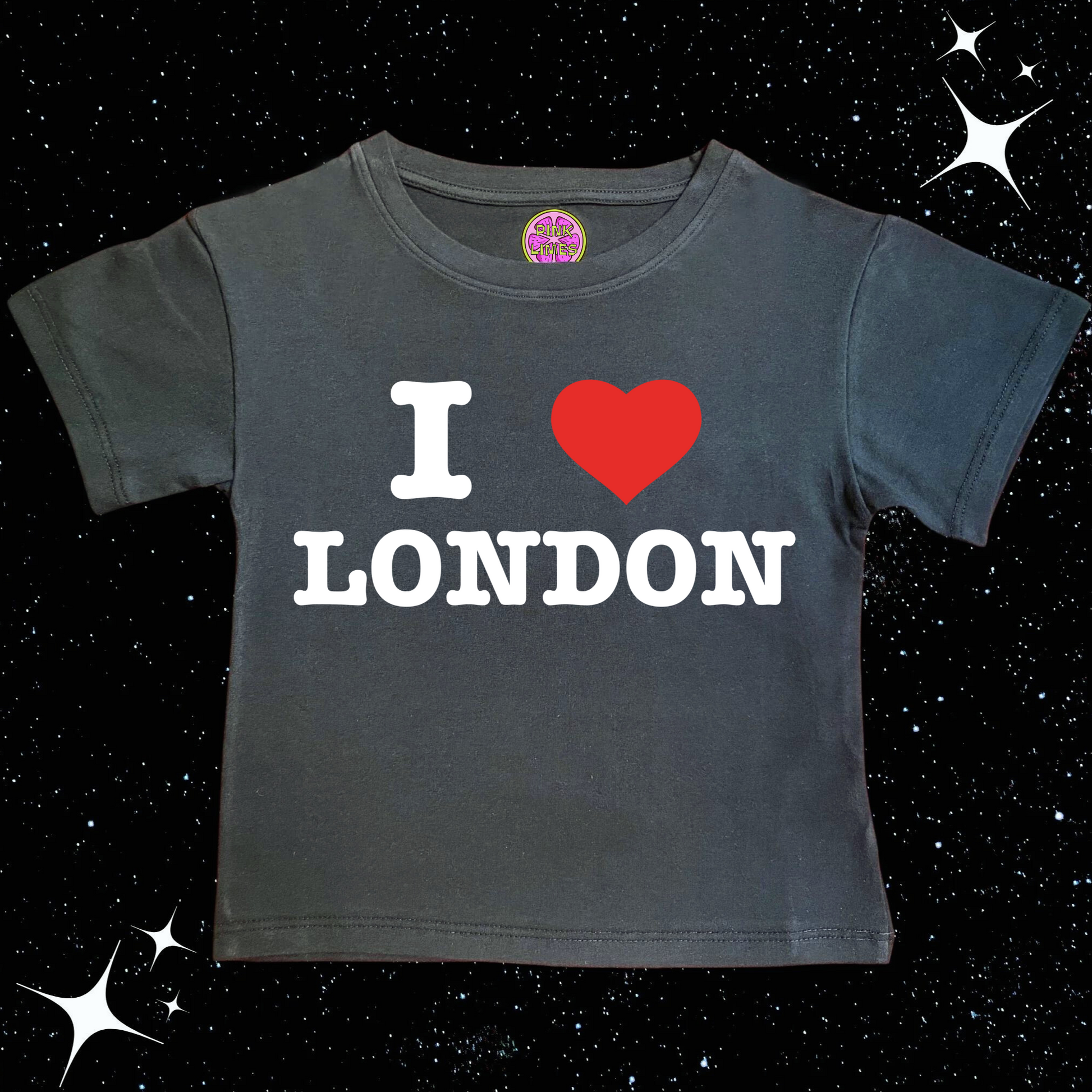 I Love London Black Crop Tee