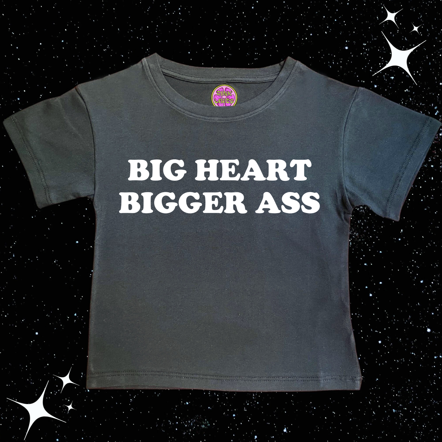 Big Heart Bigger Ass Crop Tee Black