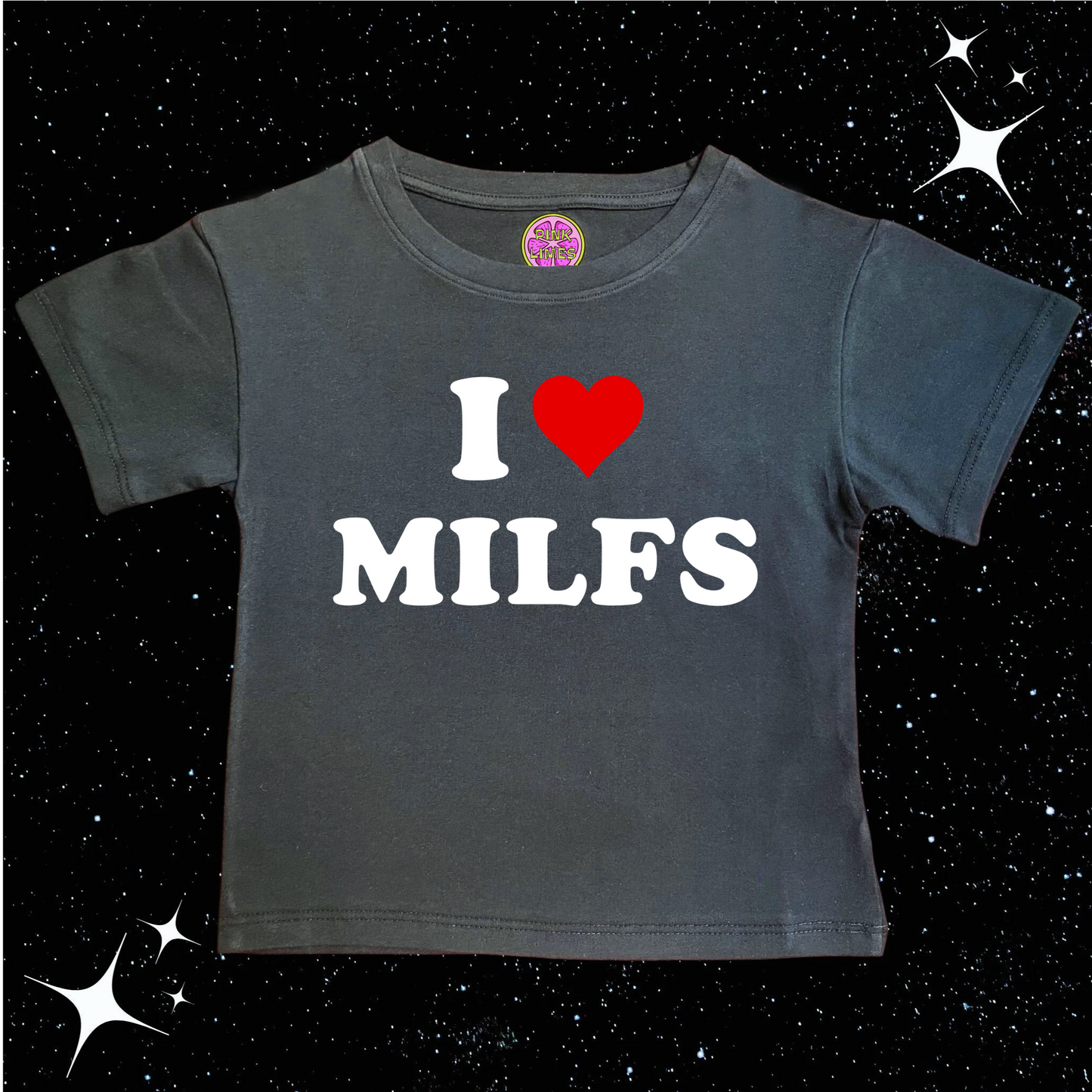 I Love MILFS Crop Tee Black