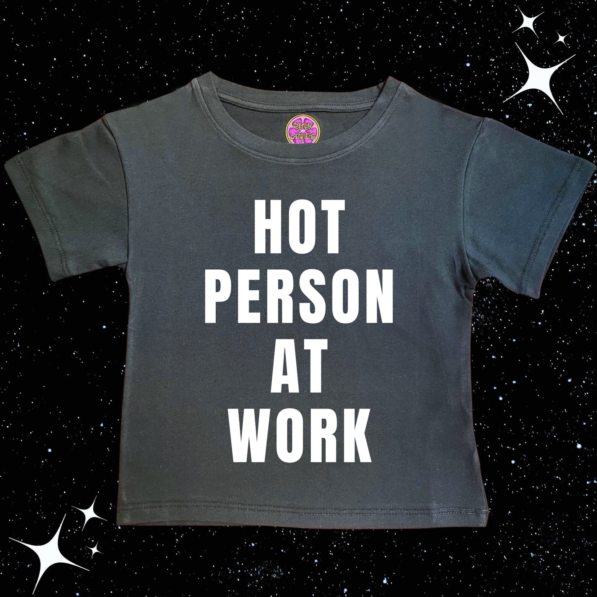 Hot Person At Work Black Crop Tee