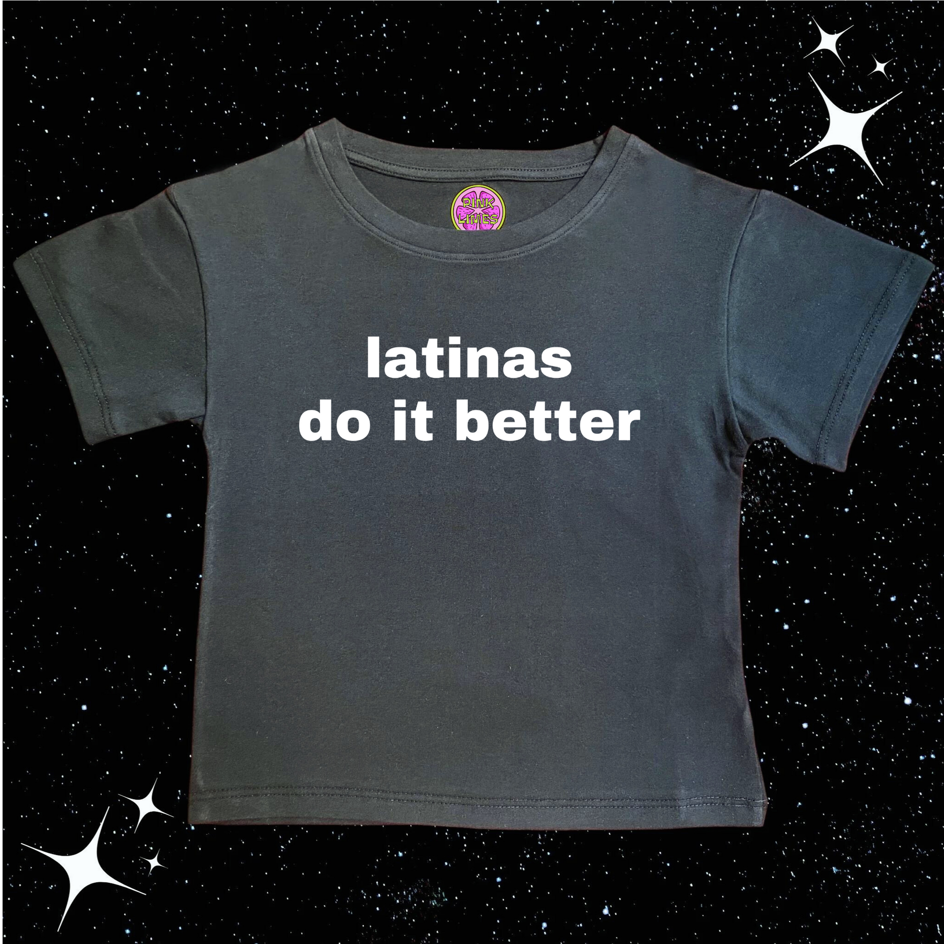 Latinas Do It Better Crop Tee Black