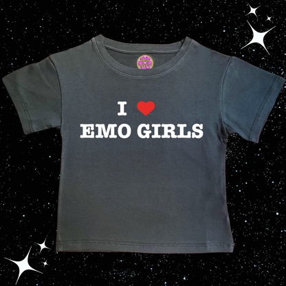 I Love Emo Girls Black Crop Tee