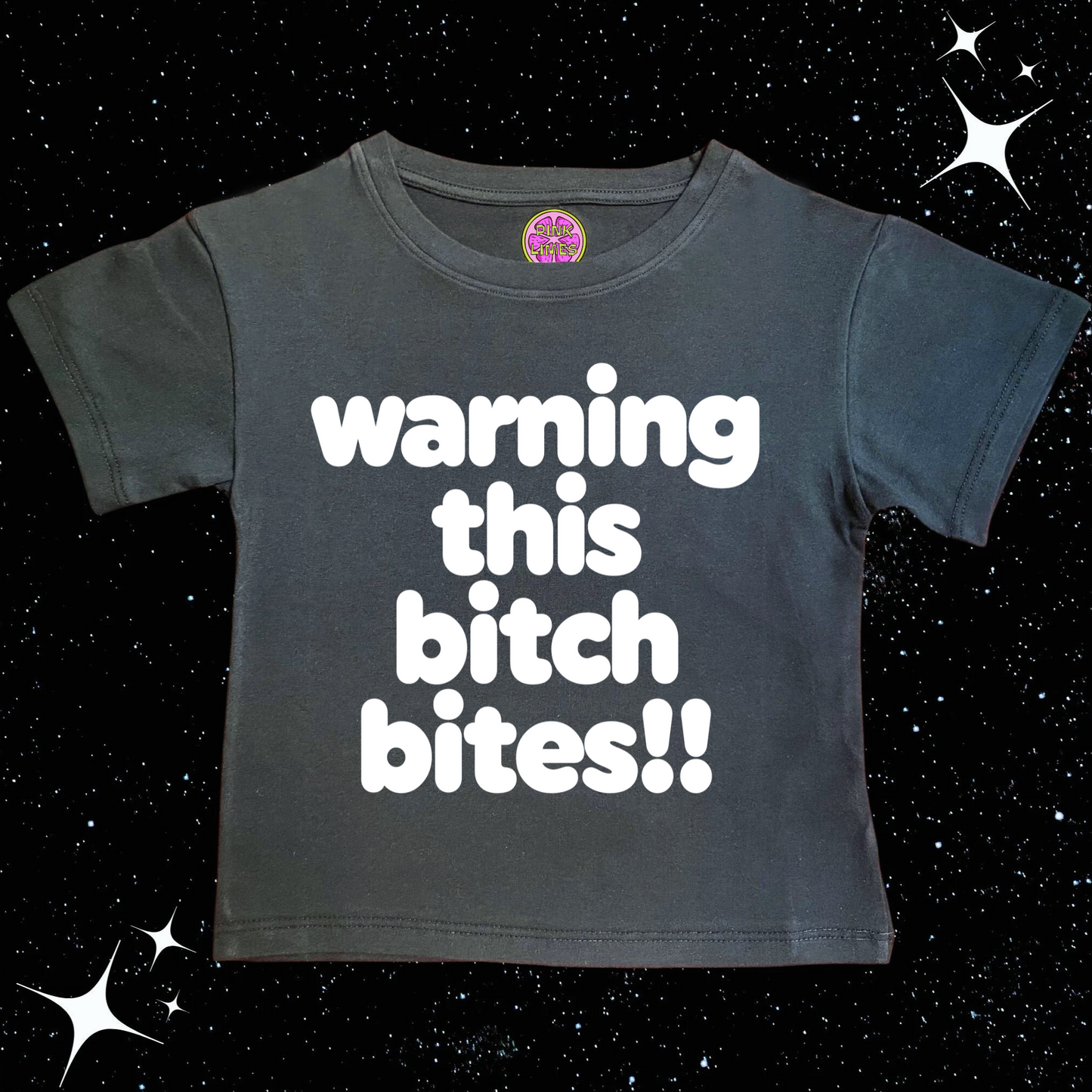 Warning This B*tch Bites Black Crop Tee