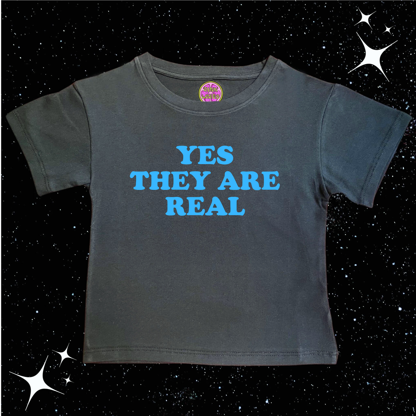 Yes They Are Real Crop Tee Black