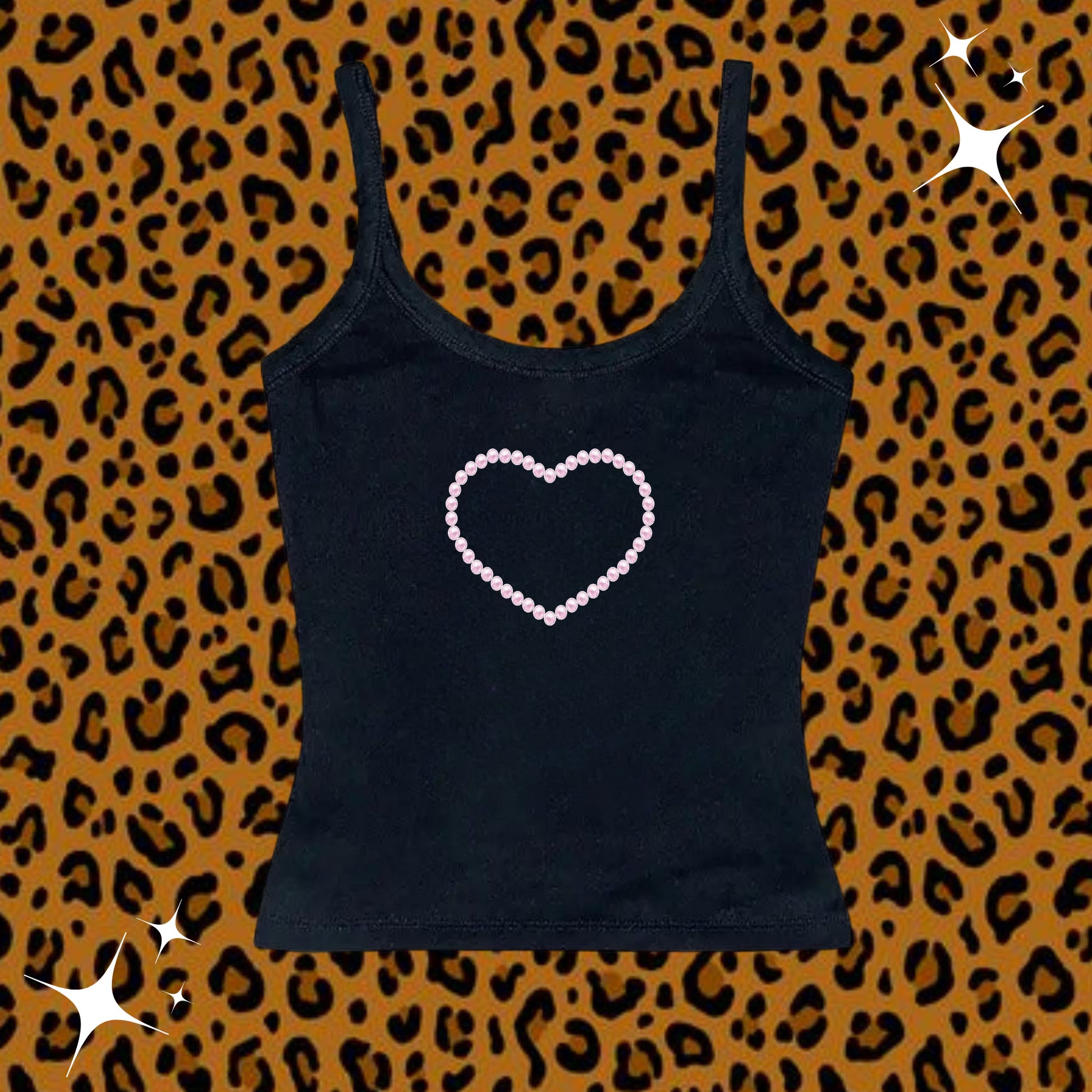 Beaded Heart Camisole Top Black