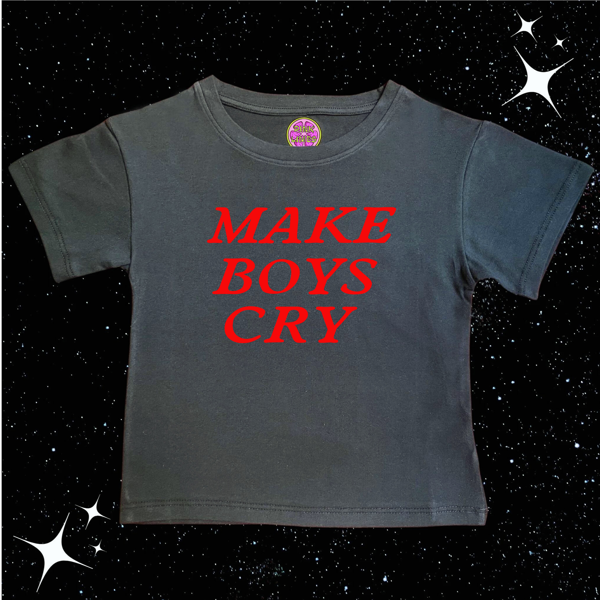 Make Boys Cry Crop Tee Black