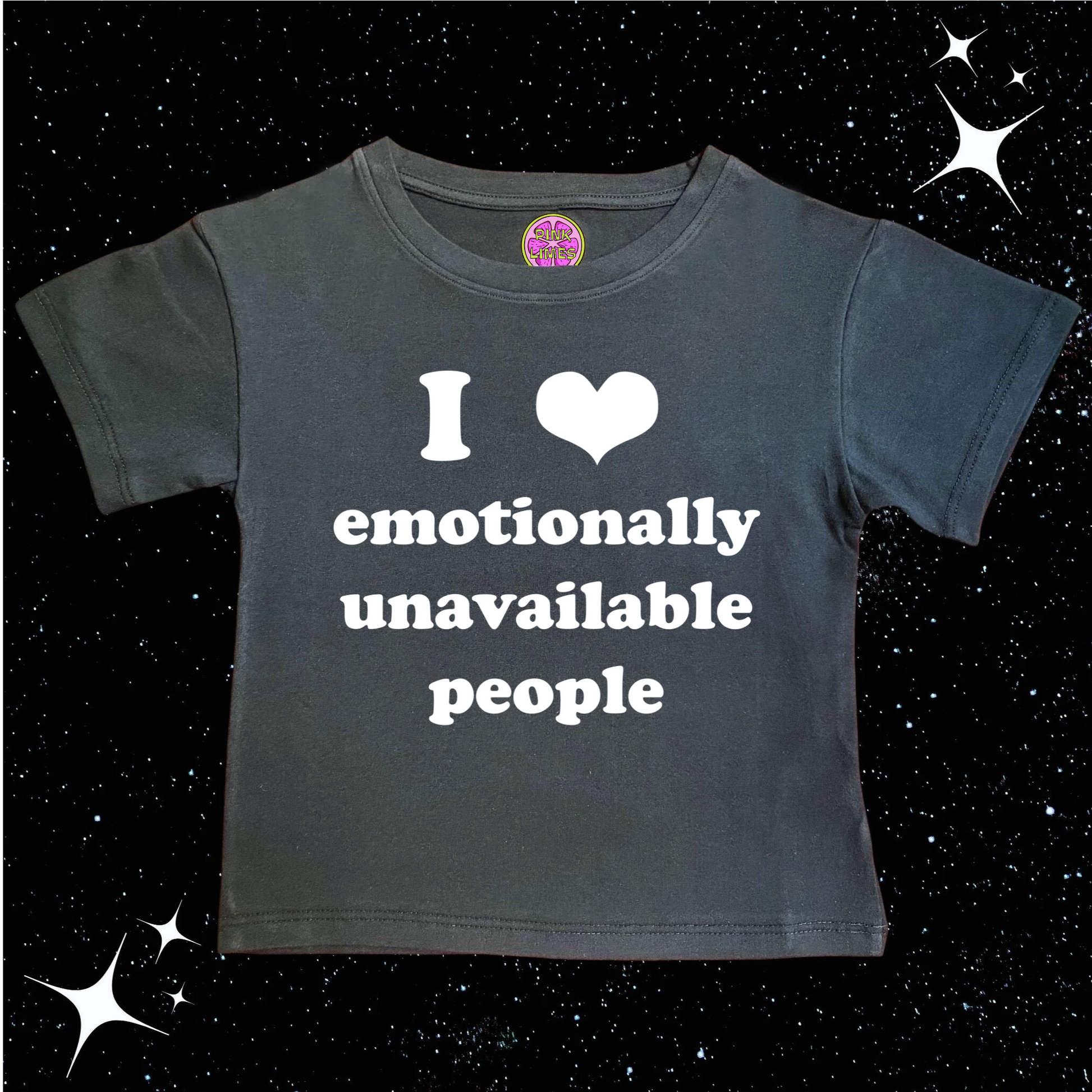 I Love Emotionally Unavailable People Crop Tee Black