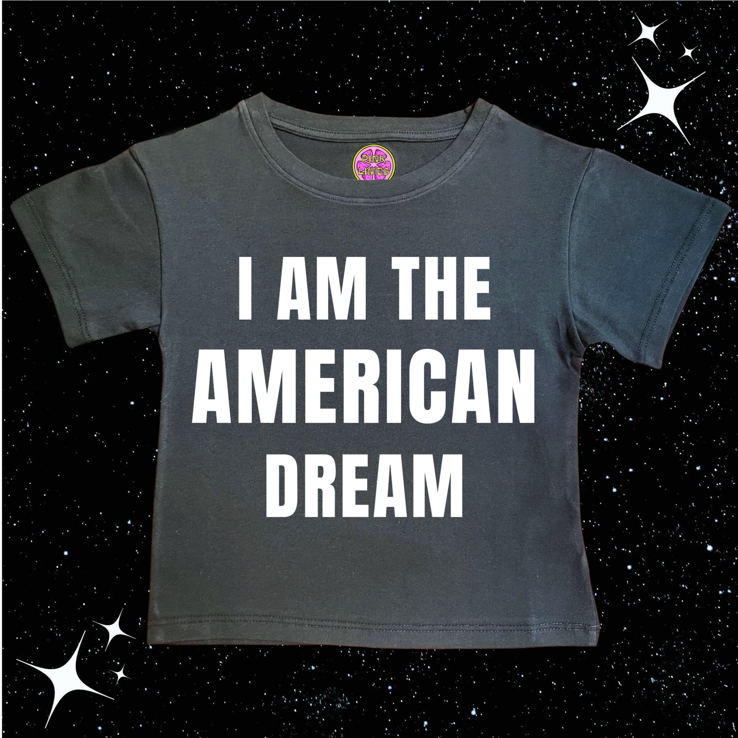 I Am The American Dream Crop Tee Black