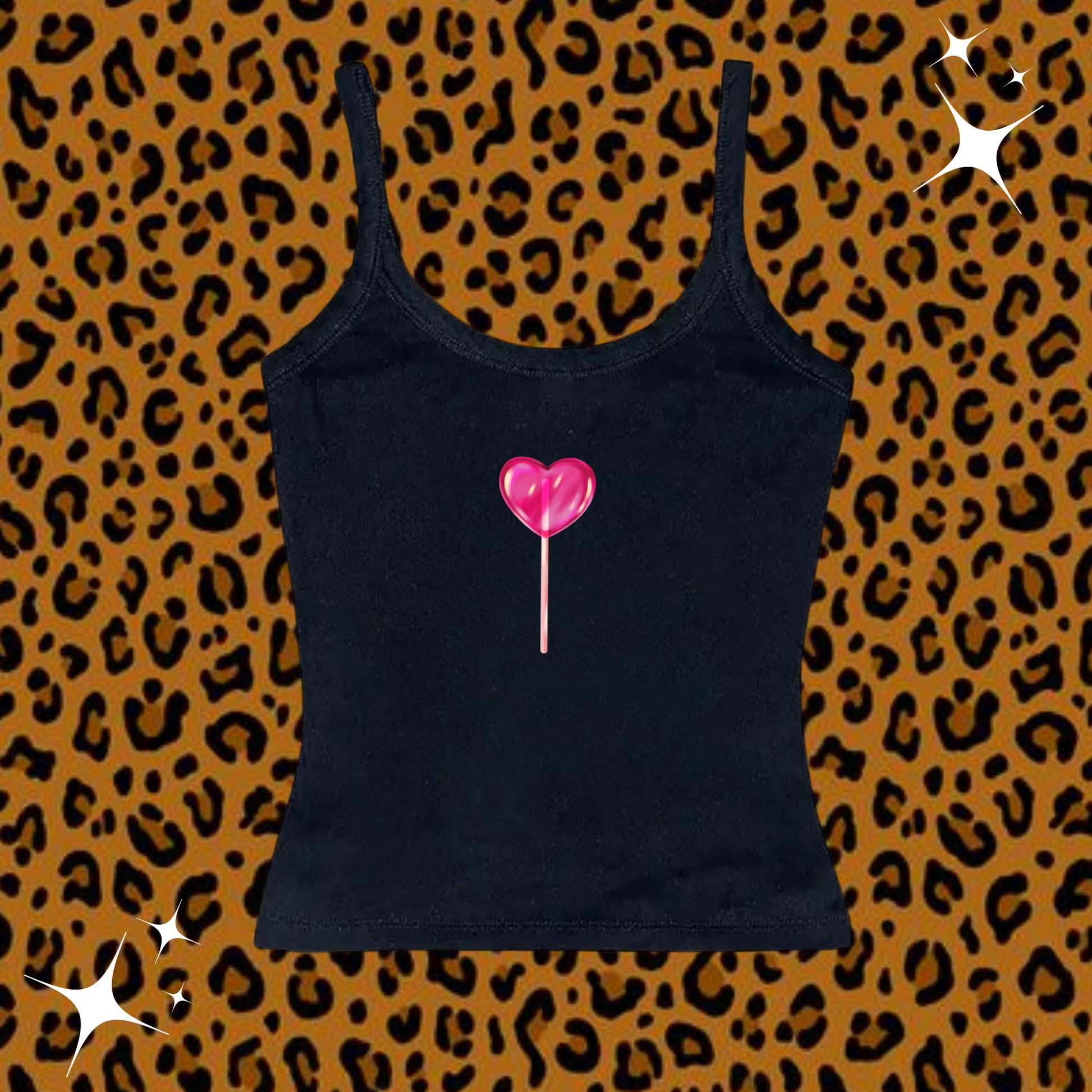 Heart Lollipop Camisole Top Black