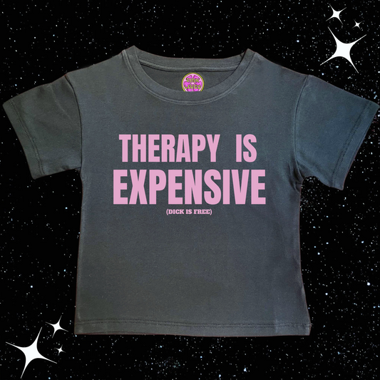 Therapy Is Expensive Crop Tee Black