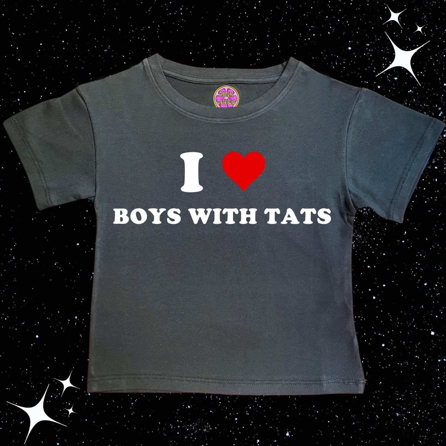 I love boys with tats Crop Tee Black