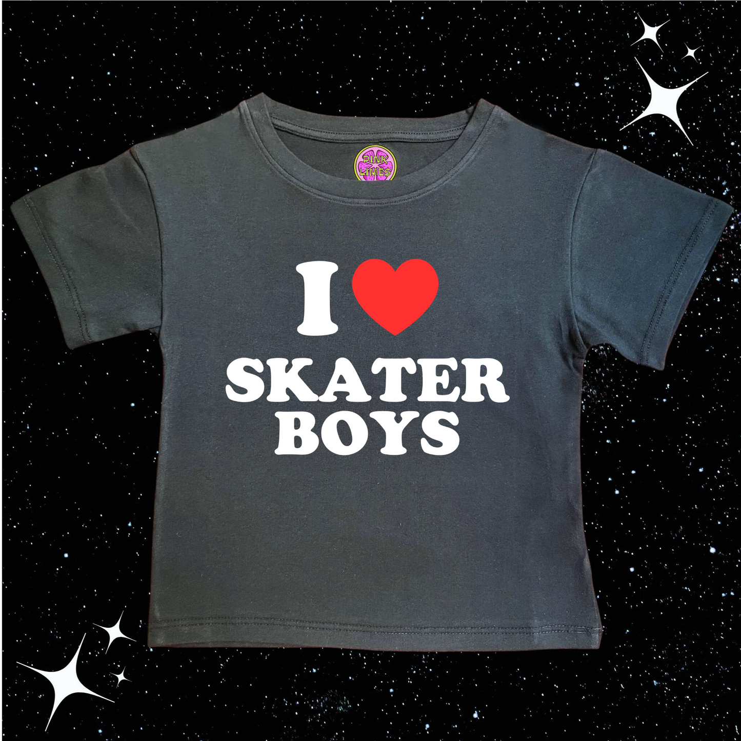 I Love Skater Boys Crop Tee Black