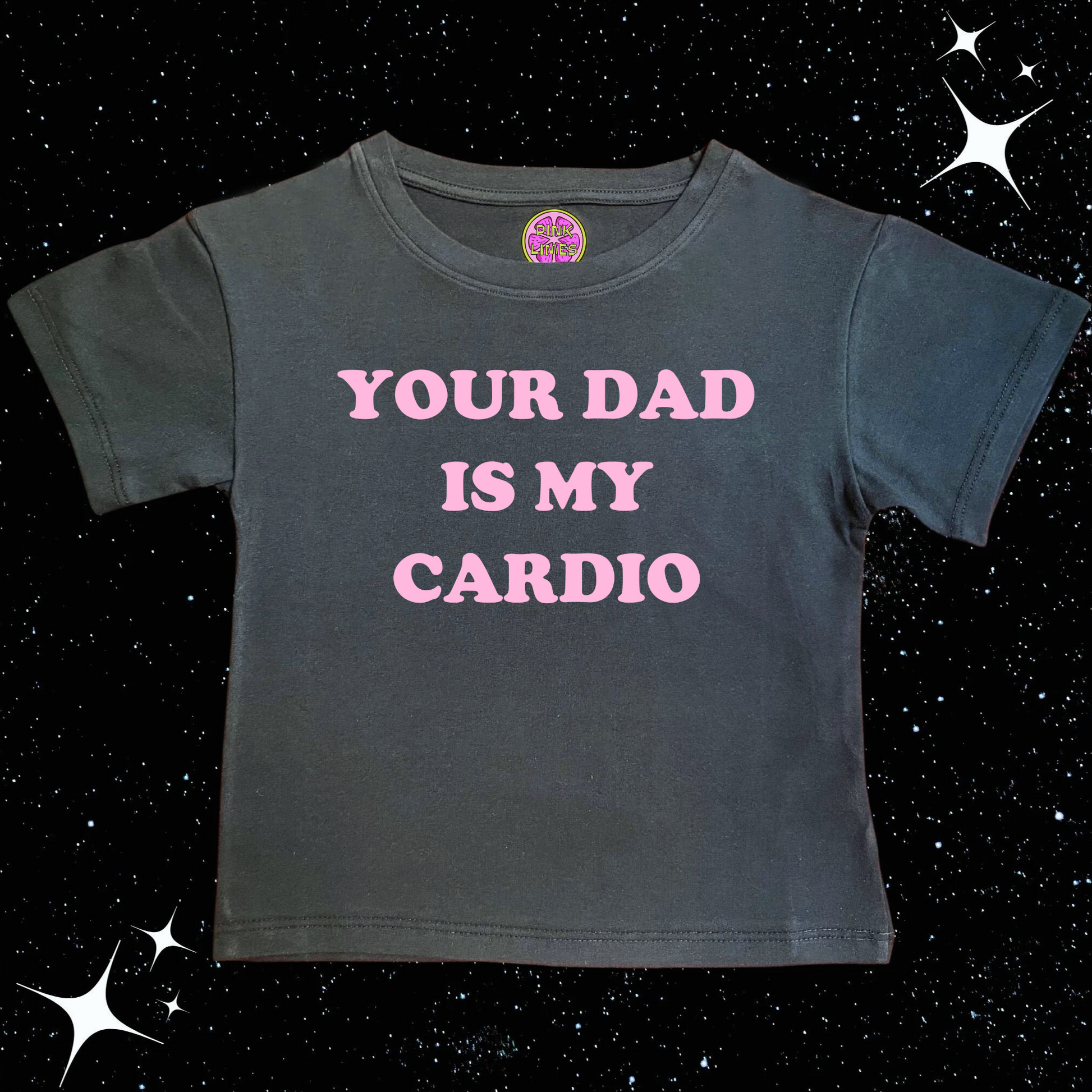 Your Dad Is My Cardio Crop Tee Black