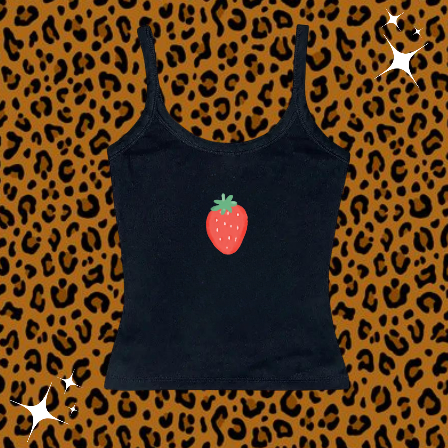 Strawberry Camisole Top Black