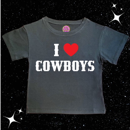 I Love Cowboys Crop Tee Black