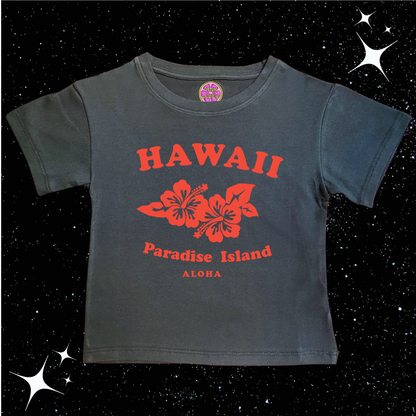 Hawaii Crop Tee Black