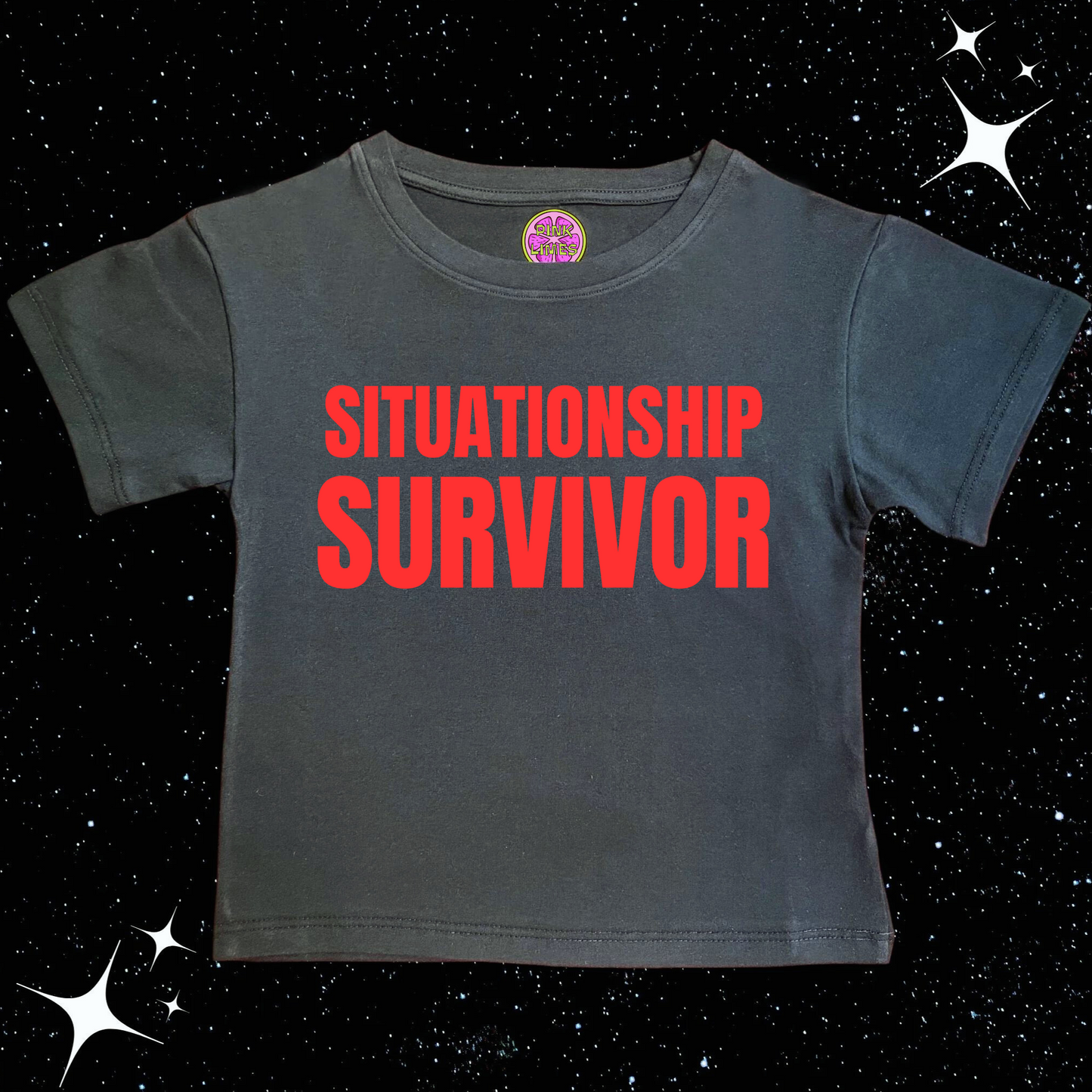 Situationship Survivor Crop Tee Black