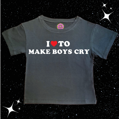 I Love To Make Boys Cry Crop Tee Black