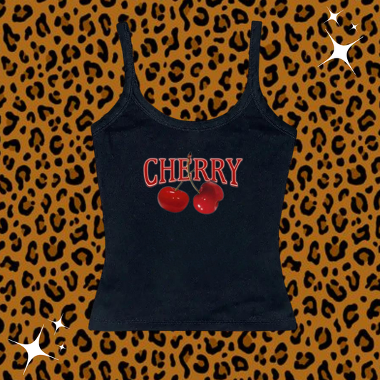 Cherry Camisole Top Black