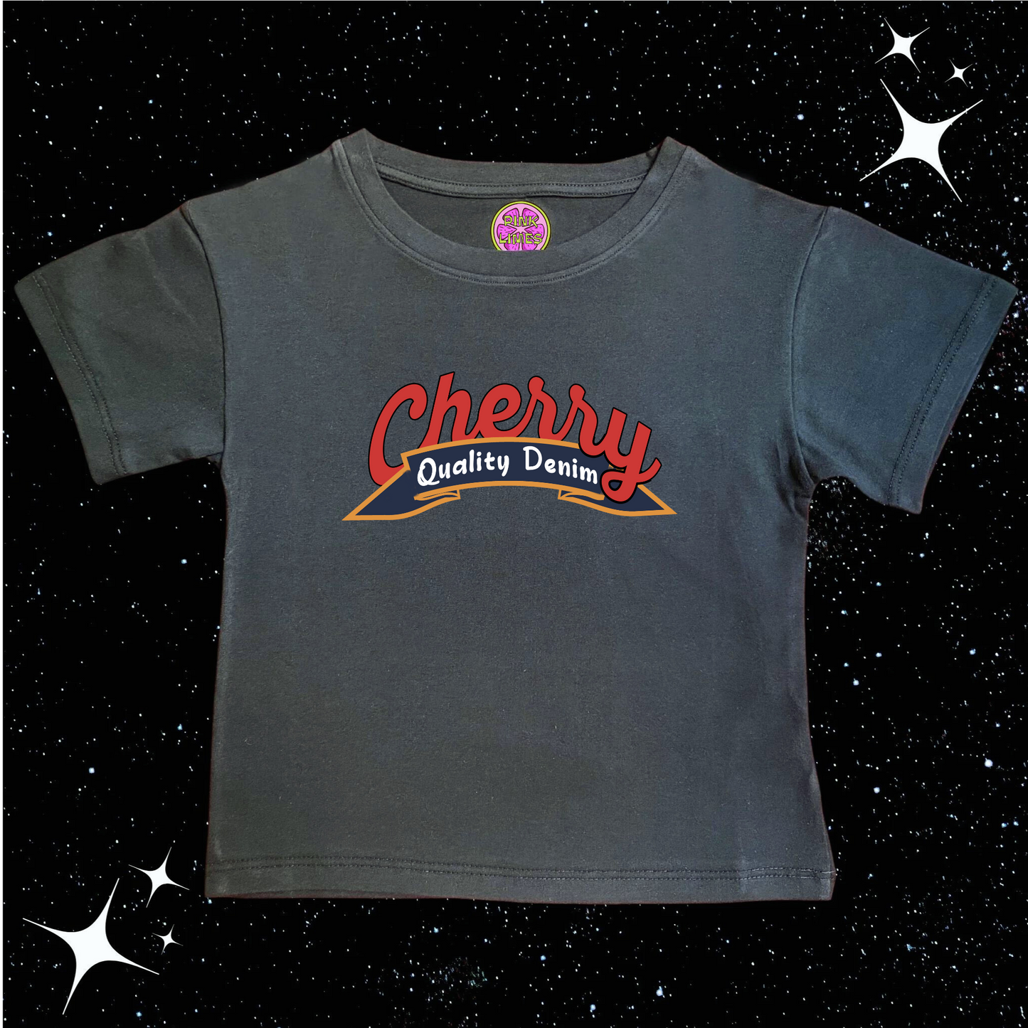 Cherry Crop Tee Black