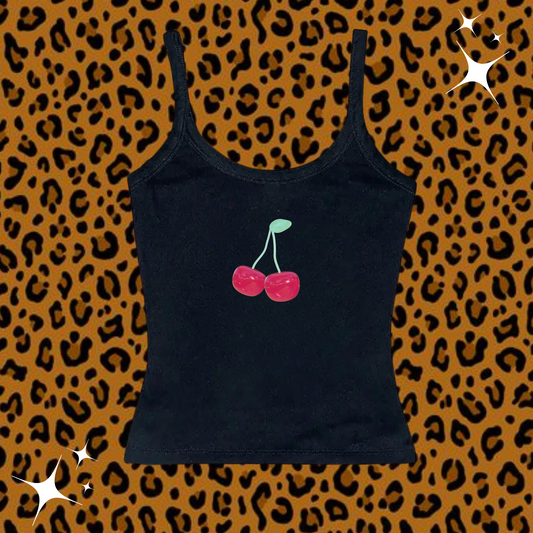 Cherry Camisole Top Black