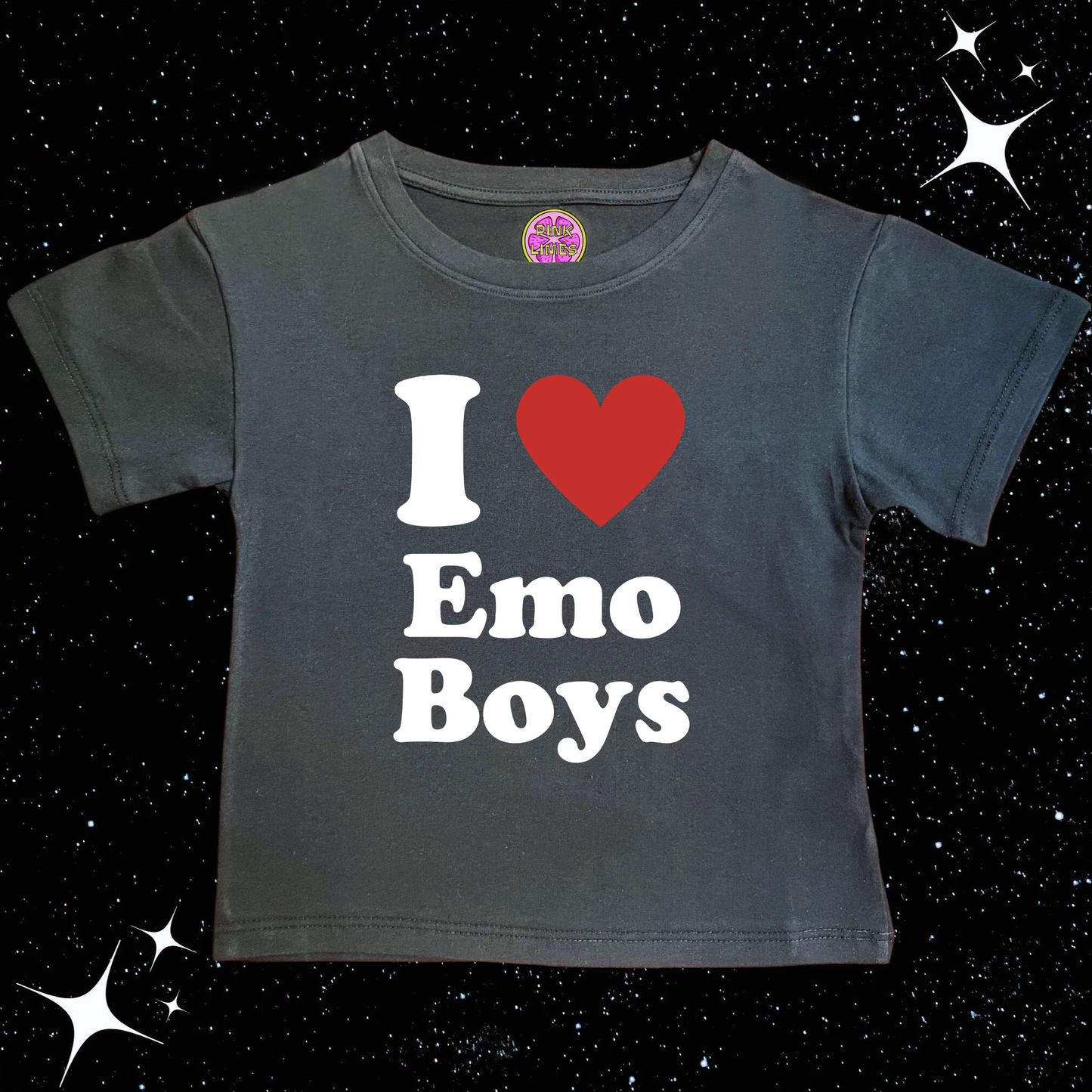 I Love Emo Boys Crop Tee Black