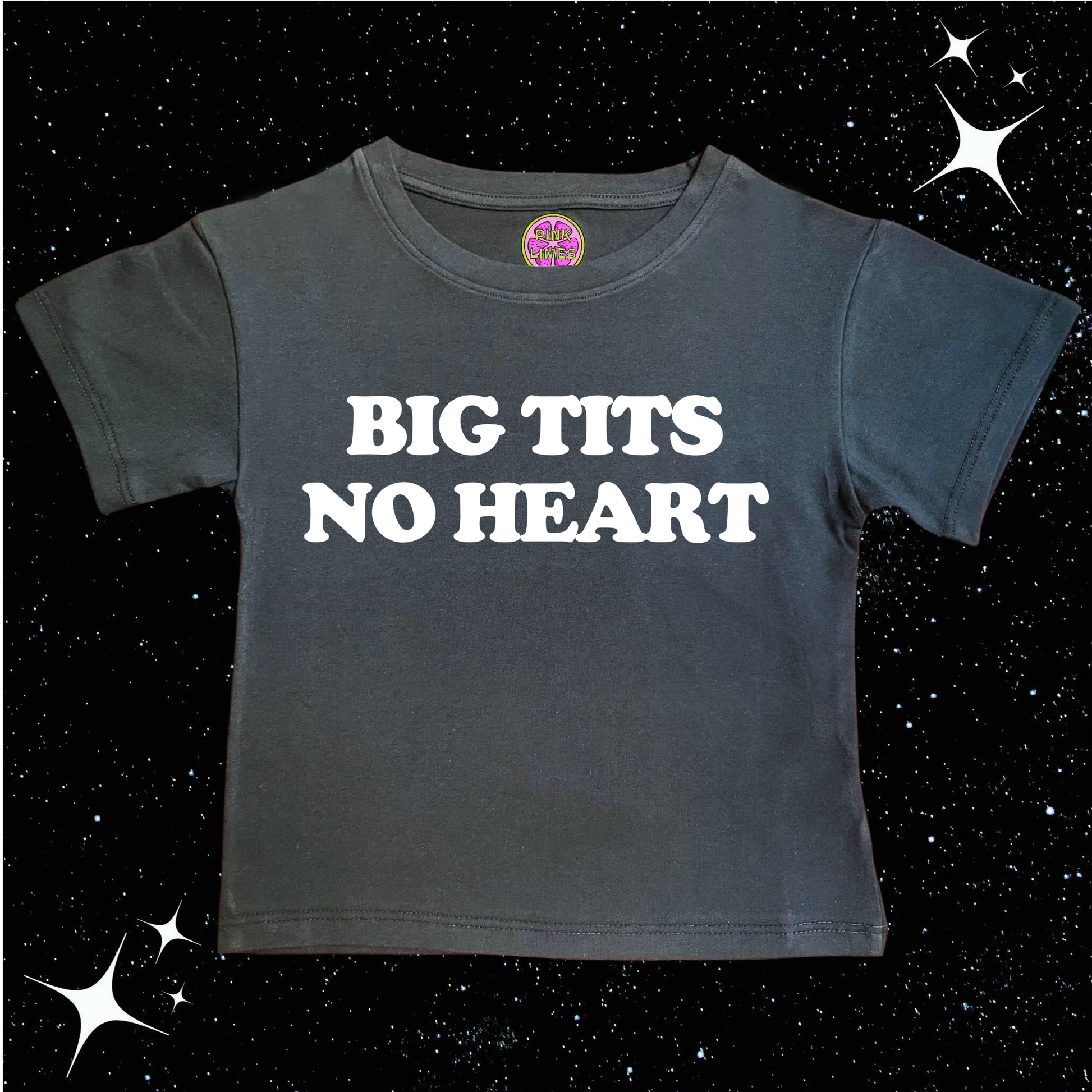 Big T*ts No Heart Crop Tee Black