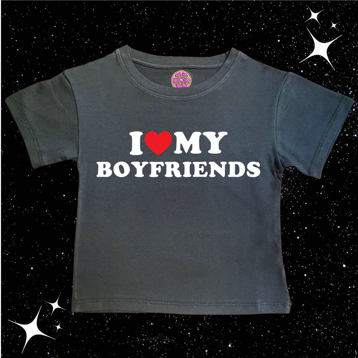 I Love My Boyfriends Crop Tee Black