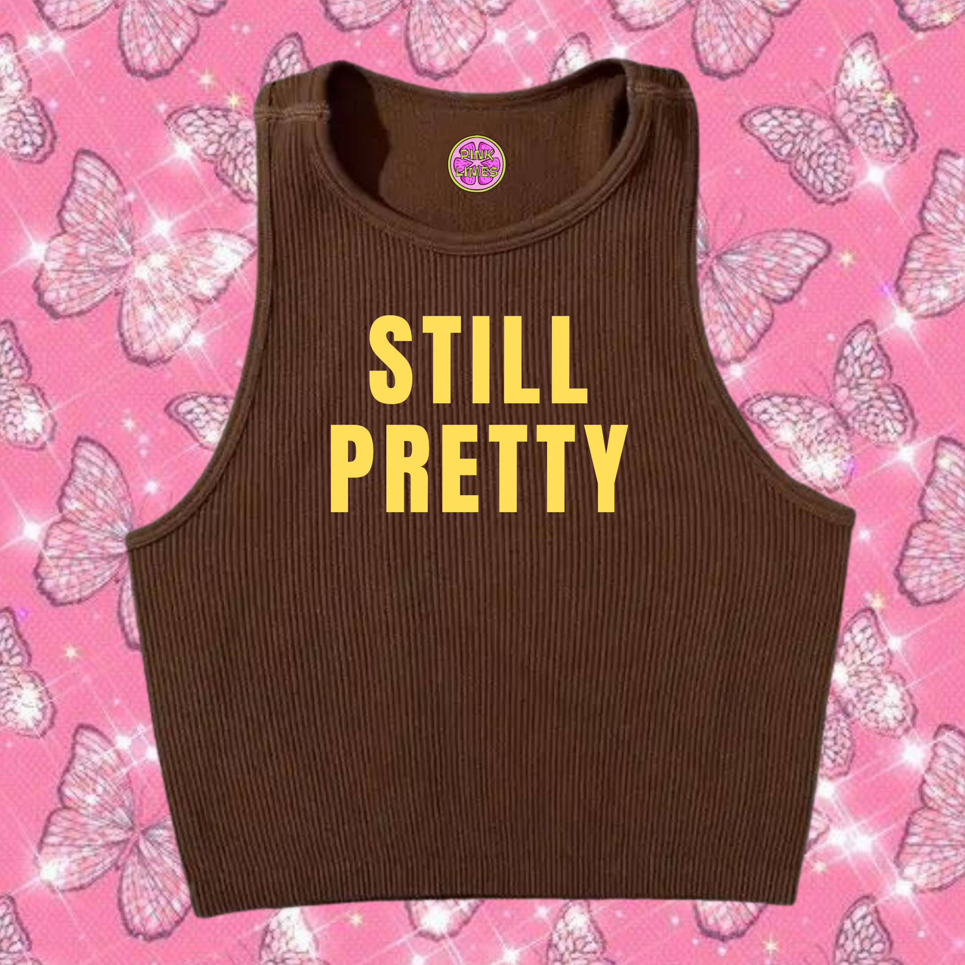 Still Pretty Crop Tank Top Brown