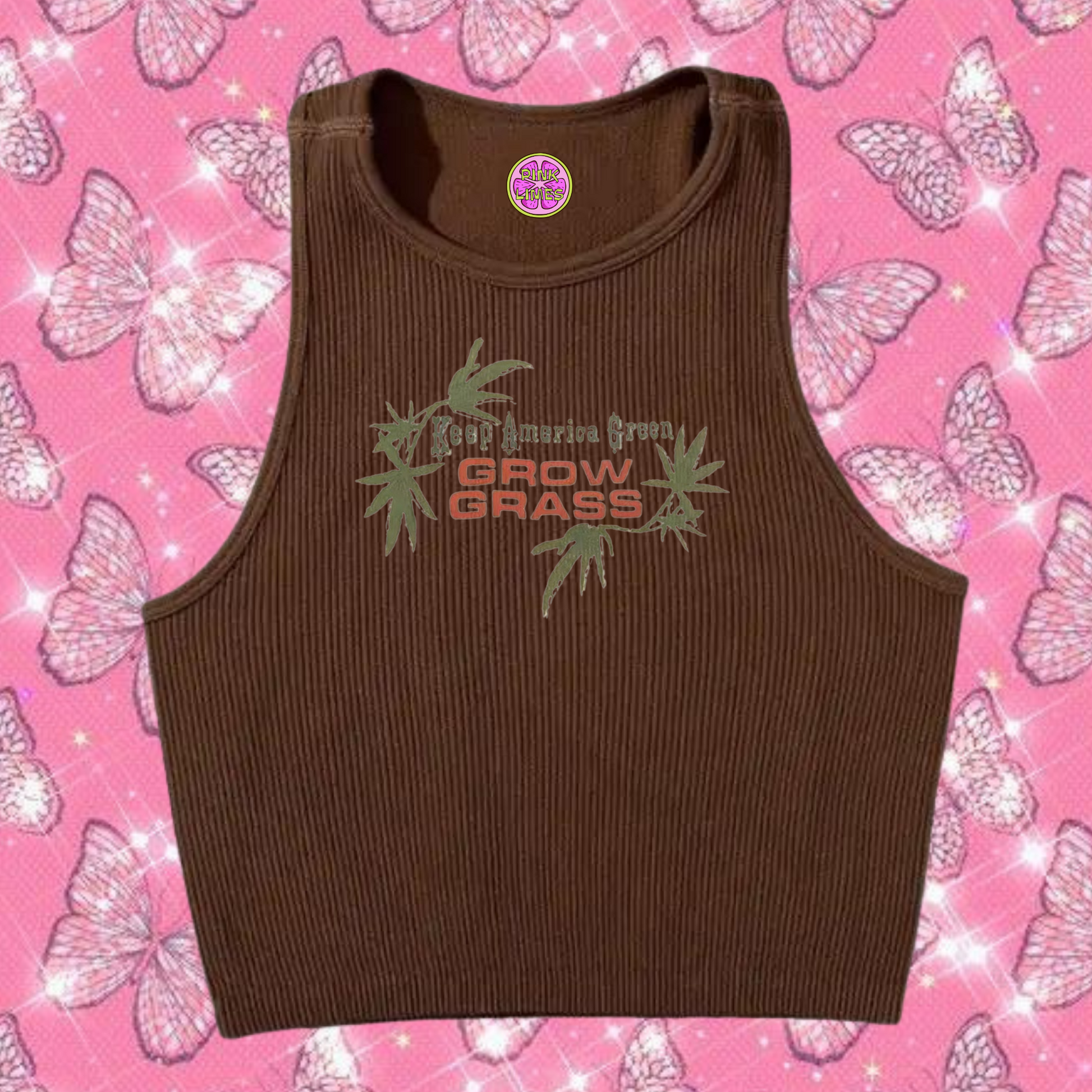 Grow Grass Crop Tank Top Brown