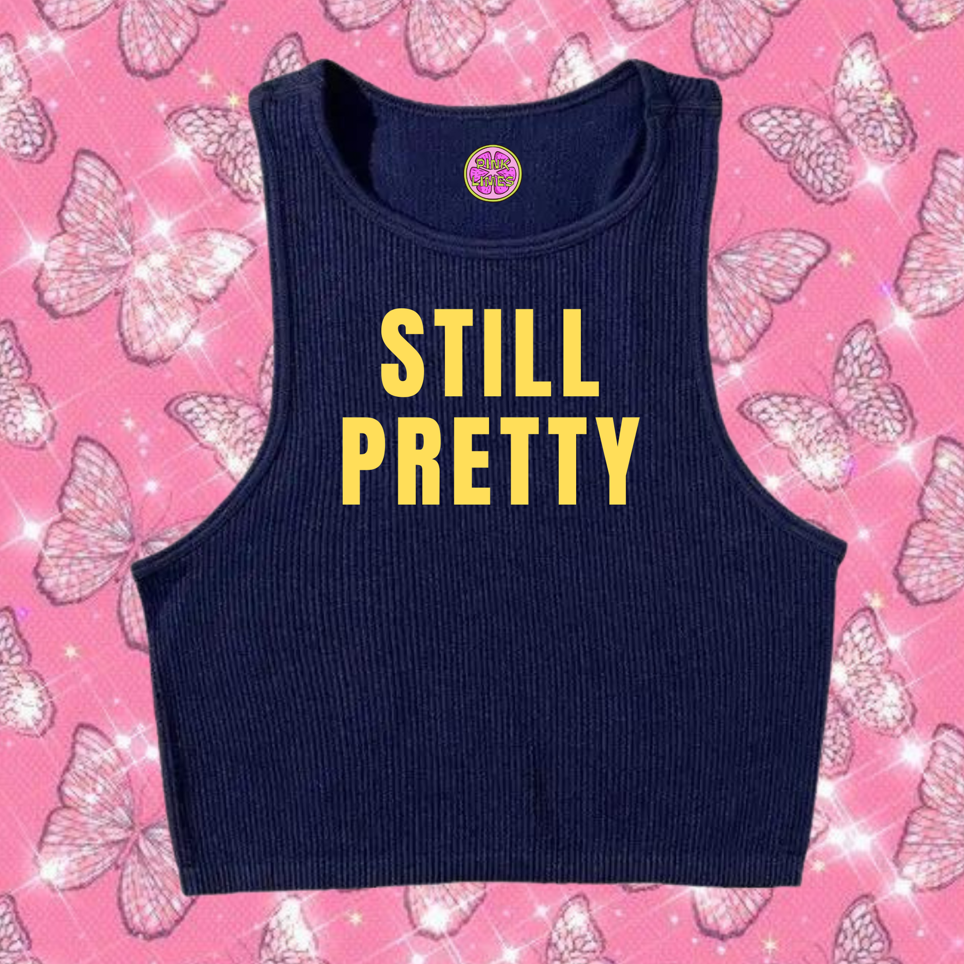 Still Pretty Crop Tank Top Dark Blue