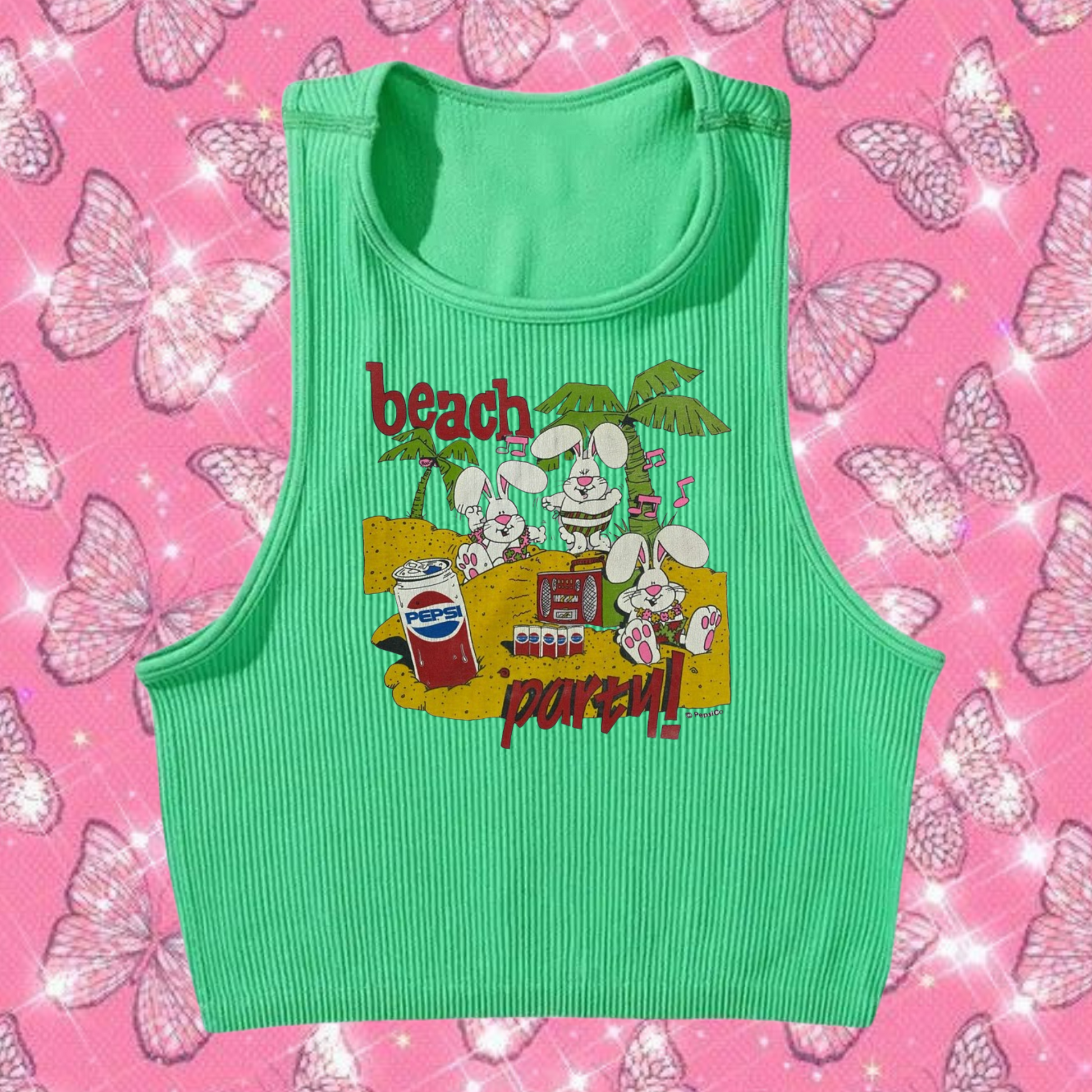 Beach Party Crop Tank Top Emerald Green